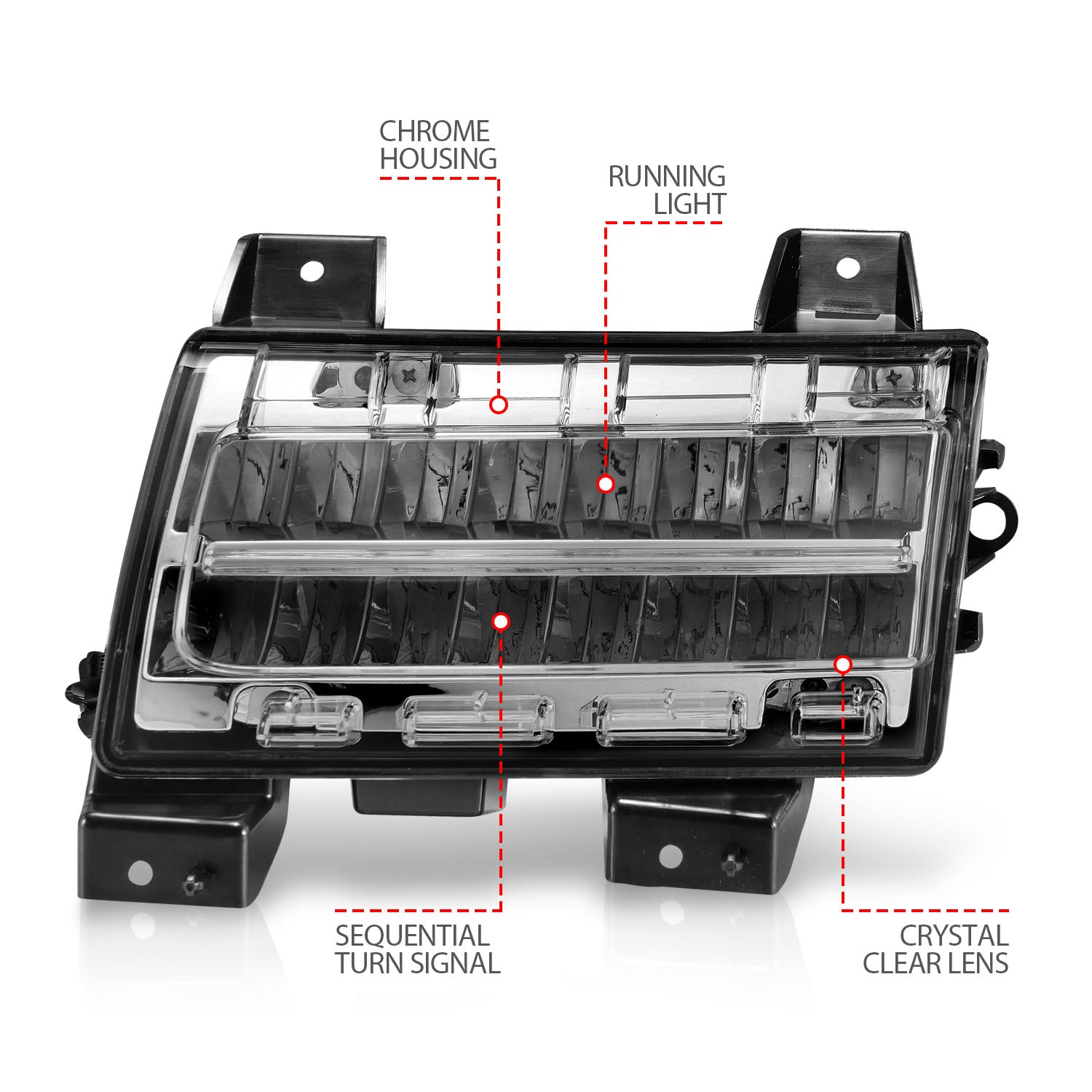 JEEP WRANGLER 18-25 FULL LED FENDER LIGHTS CHROME W/ SEQUENTIAL SIGNAL (FOR SPORT, SPORT S MODEL HALOGEN FENDER LIGHTS)