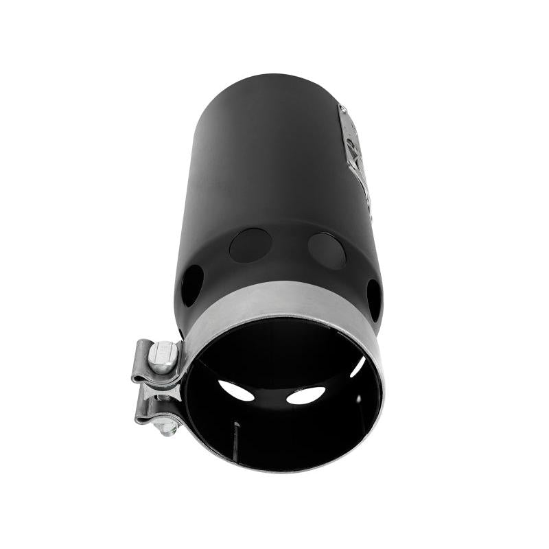 aFe SATURN 4S 4in SS Intercooled Exhaust Tip - Black 4in In x 5in Out x 12in L Bolt-On