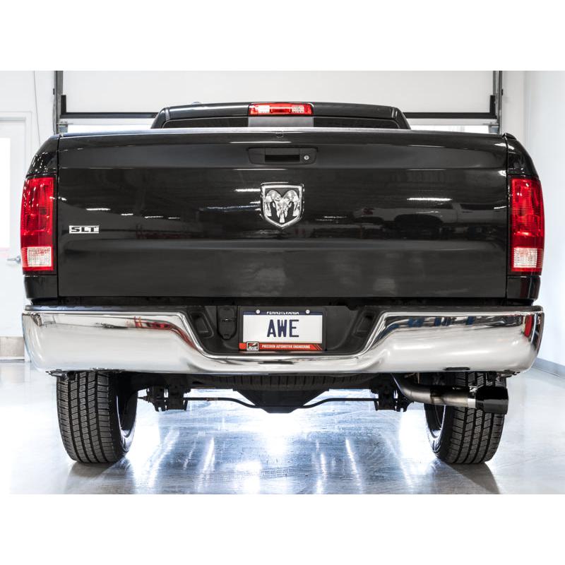 AWE Tuning 09-18 RAM 1500 5.7L (w/o Cutout) 0FG Single Side Exit Cat-Back Exhaust - Diamond Blk Tips