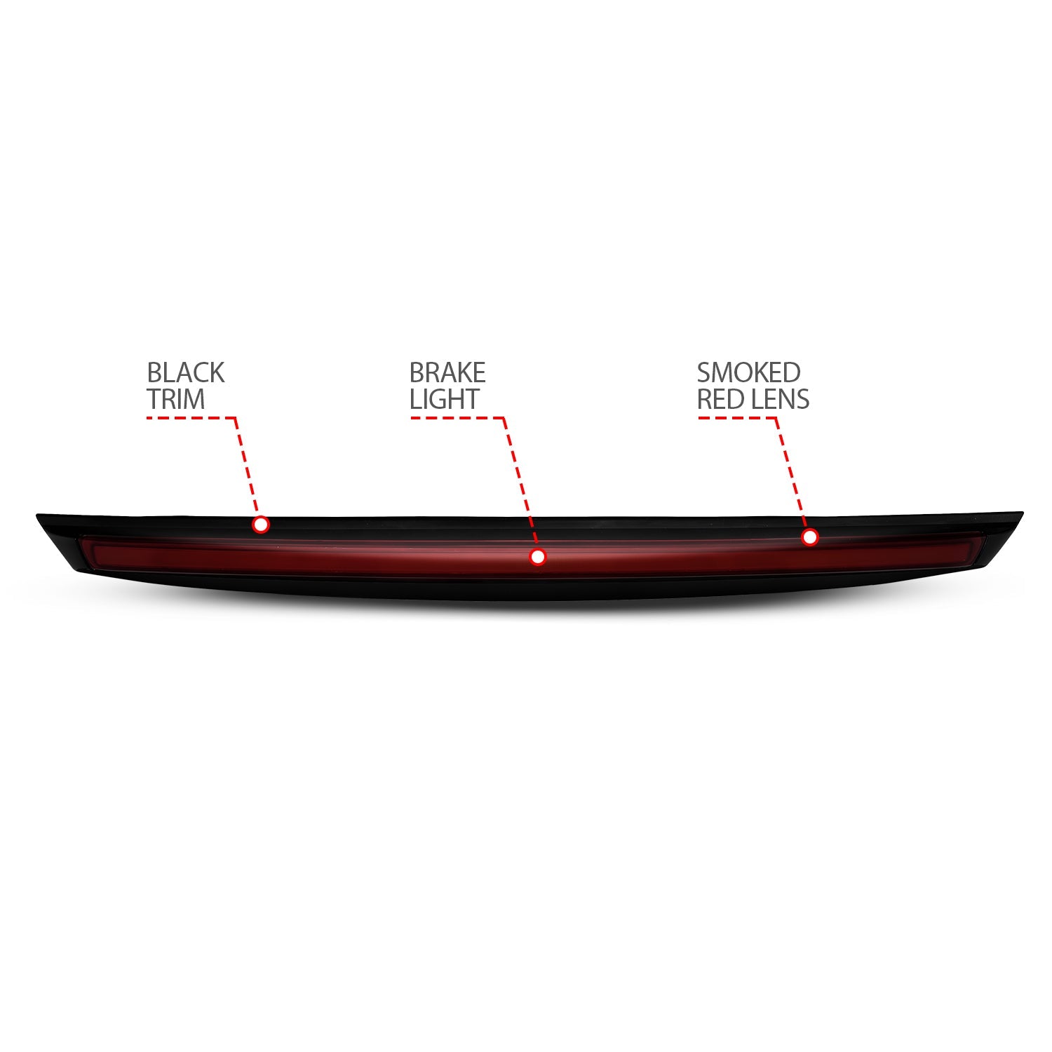 CHEVY SUBURBAN 1500/2500 07-14 / TAHOE 07-14 / GMC YUKON/YUKON XL 07-14 / YUKON DENALI 09-13 LED 3RD BRAKE LIGHT BLACK SMOKE LENS W/ SPOILER