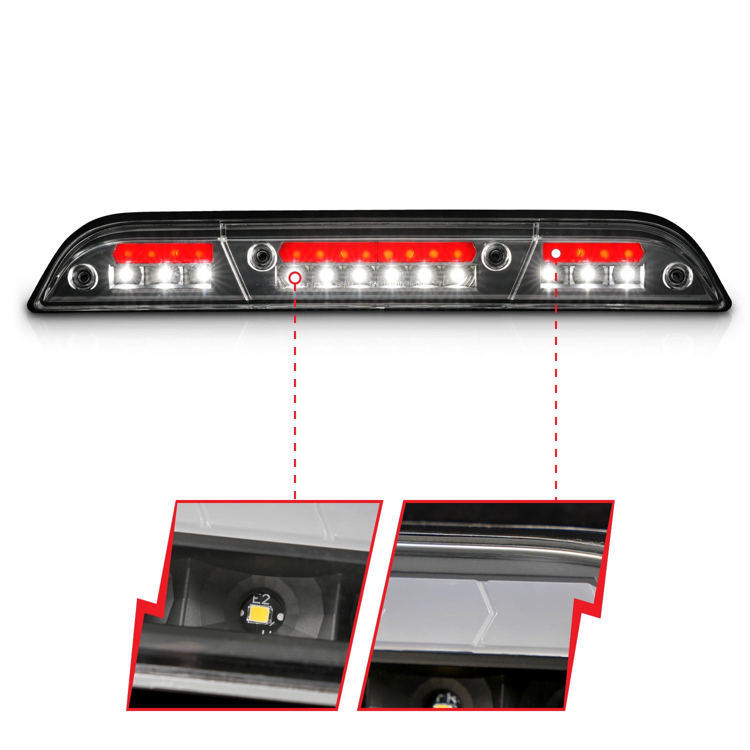 FORD F-150 15-23 / F-250/F-350/F-450 17-22 / RANGER 19-23 LED 3RD BRAKE LIGHT G2 BLACK CLEAR LENS