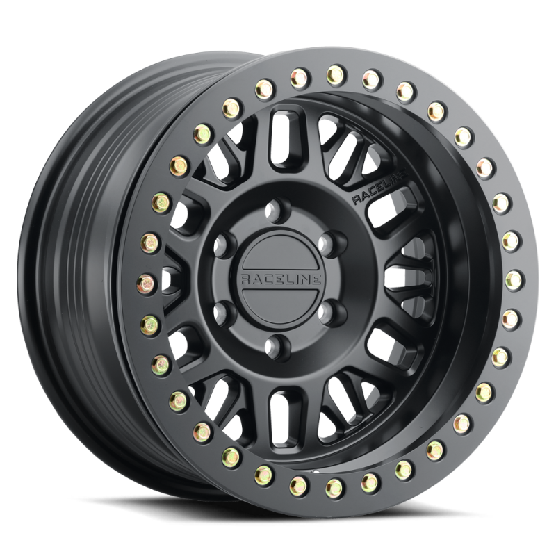 Raceline RT951B Ryno 17x9 Inch Satin Black Beadlock Wheel with -38mm Offset