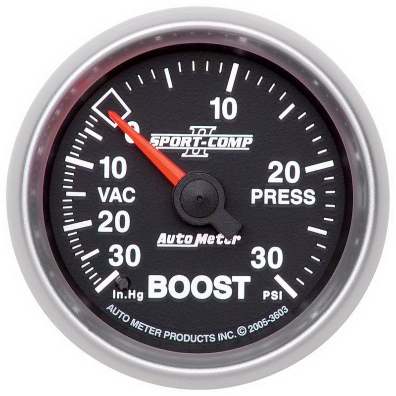 Autometer Sport-Comp II 52mm 30 PSI Mechanical Boost Vacumm Gauge-SR1 Performance