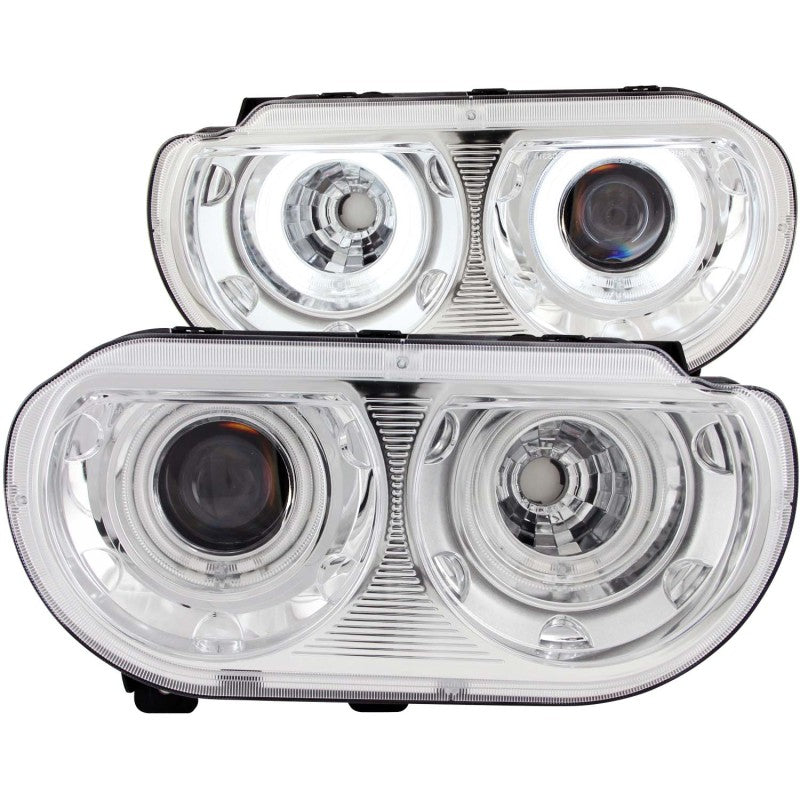 ANZO 2008-2014 Dodge Challenger Projector Headlights w/ Halo Chrome (CCFL)