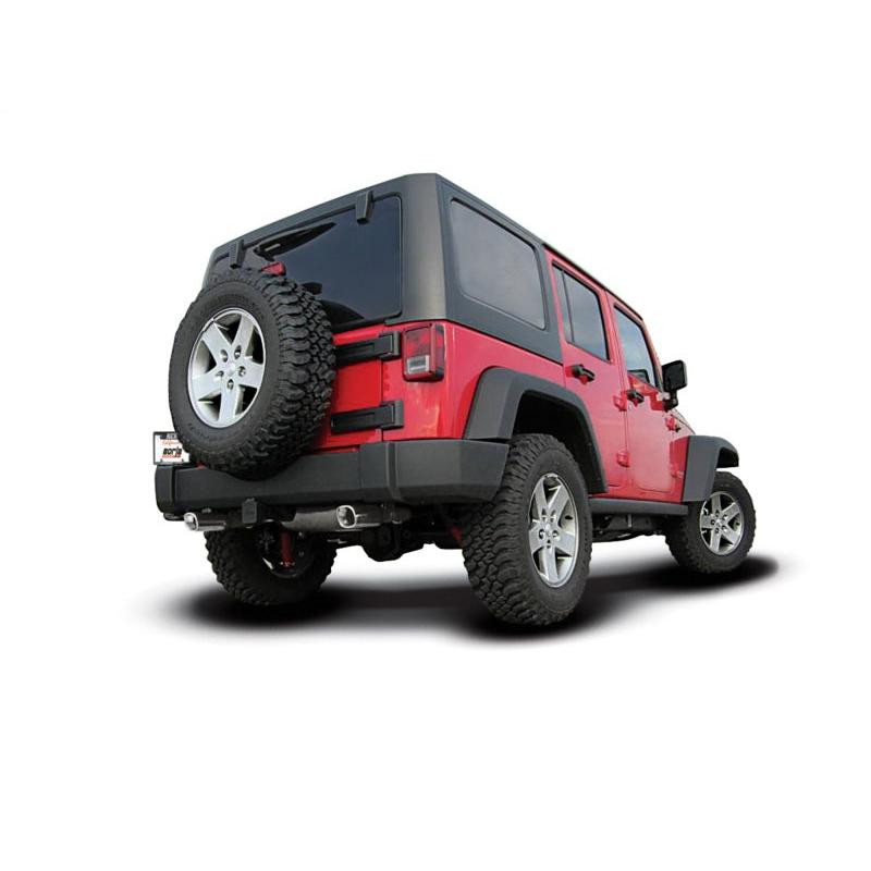 Borla 12-14 Jeep Wrangler JK 2Dr & 4Dr Rear Section ATAK Single Sqaure Rolled Angle-Cut Exit Exhaust