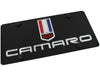 Camaro Gen 6 License Plate - Black Carbon Steel with Mirrored Logo