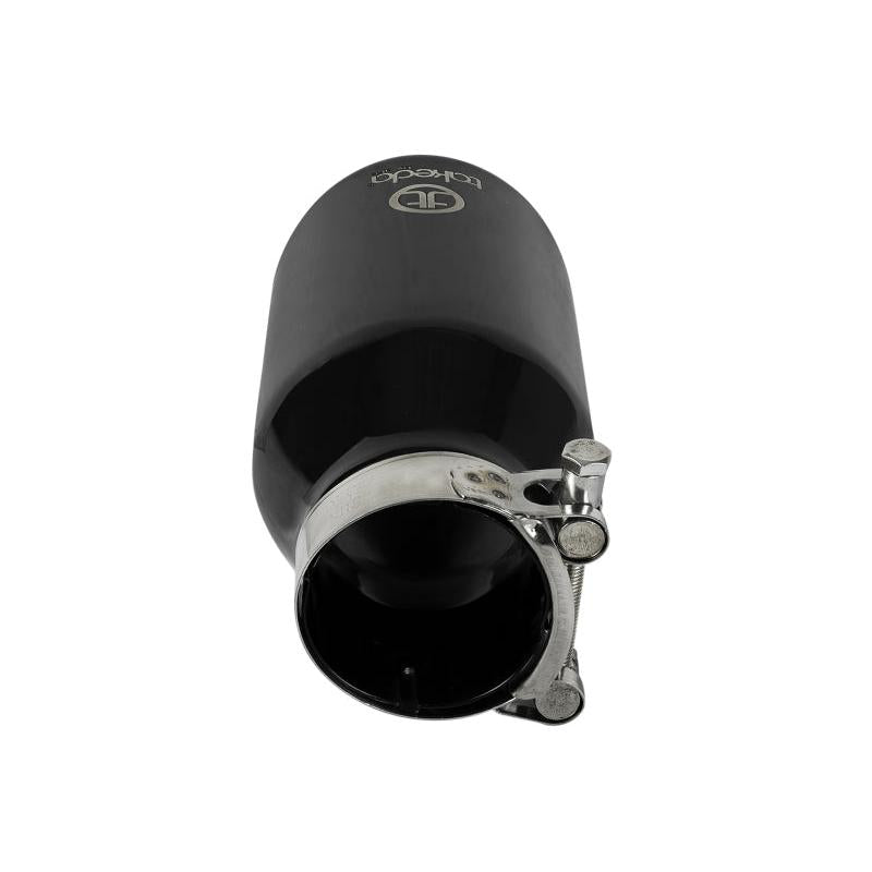 aFe Takeda 304 Stainless Steel Clamp-On Exhaust Tip 2.5in.Inlet / 4in Outlet - Black-SR1 Performance