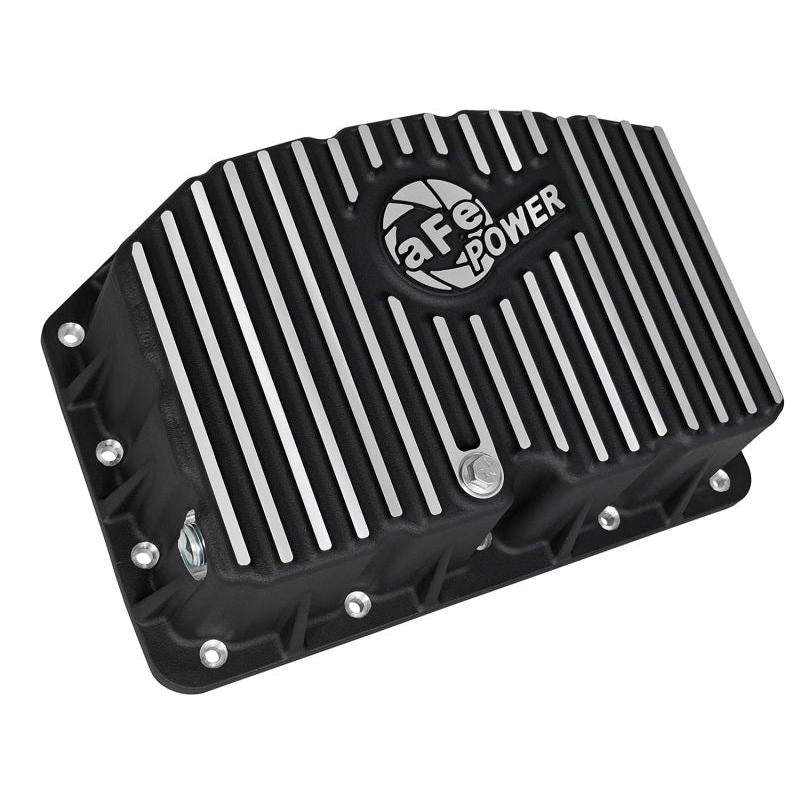 AFE Pro Series Engine Oil Pan Black w/Machined Fins; 11-16 Ford Powerstroke V8-6.7L (td)