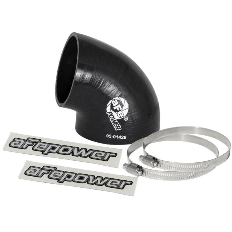 aFe Magnum FORCE CAI Univ. Silicone (3.5in to 3in ID / 75 Deg.) Elbow Reducing Coupler - Black-SR1 Performance