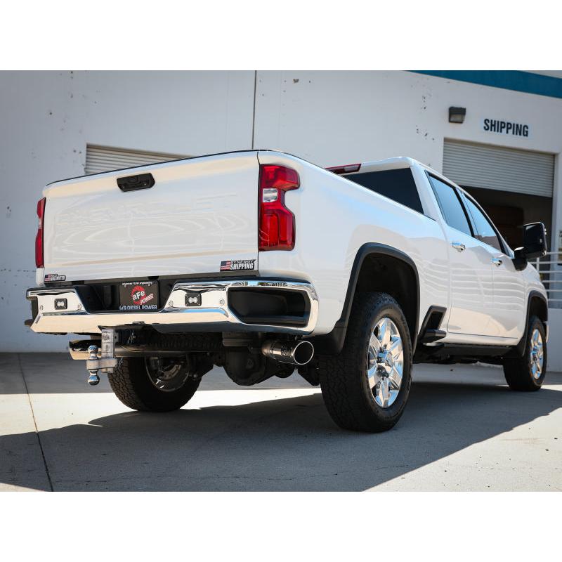 aFe Large Bore-HD 4in 409SS DPF-Back Exhaust System w/Polished Tips 20 GM Diesel Trucks V8-6.6L-SR1 Performance