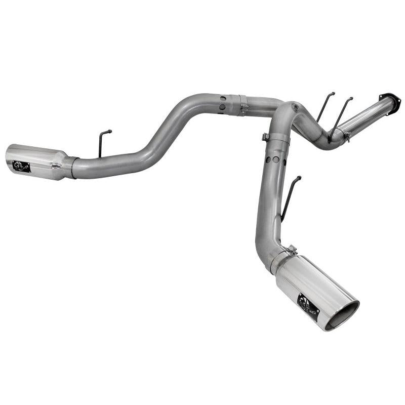 aFe Large Bore-HD 4in 409 Stainless Steel DPF-Back Exhaust w/Polished Tips 15-16 Ford Diesel Truck-SR1 Performance