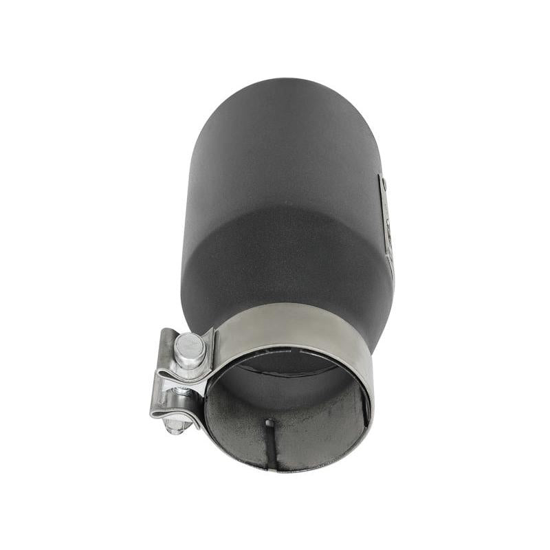 aFe MACH Force-Xp 3in 304 SS Metallic Black Exhaust Tip 3in In x 4-1/2in Out x 9in L Bolt-On Left-SR1 Performance