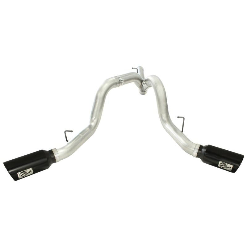 aFe MACHForce XP Exhaust Aluminized Dual Split DPF Back 11-15 GM Diesel Truck V8-6.6L (td) (BLK tip)-SR1 Performance