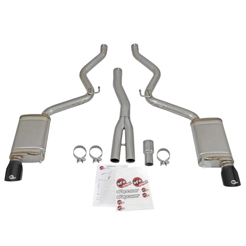 aFe MACHForce XP Exhausts Cat-Back SS-304 EXH w/ Black Tips 15-16 Ford Mustang EcoBoost 2.3L (t)-SR1 Performance