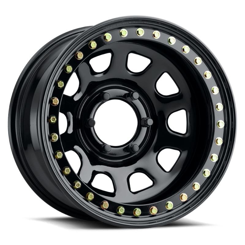 Raceline RT51 Daytona Rock 17x9 Inch Gloss Black Beadlock Wheel with 8x165.1 Bolt Pattern and -38mm Offset