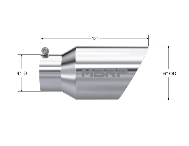 MBRP Universal Tip 6 O.D. Dual Wall Angled 4 inlet 12 length-SR1 Performance