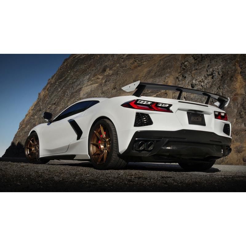 Borla 2020 Chevrolet Corvette C8 6.2 ATAK 3in Exhaust System Dual Round Rolled A/C Black Chrome Tips