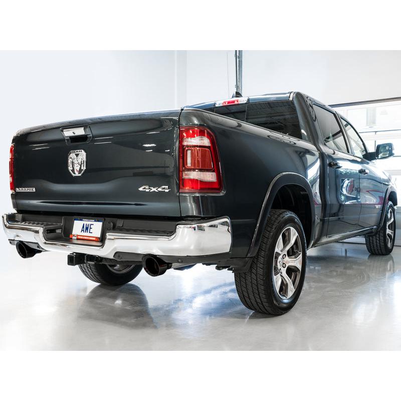 AWE Tuning 19-21 RAM 1500 5.7L (w/Cutouts) 0FG Dual Rear Exit Cat-Back Exhaust - Diamond Black Tips