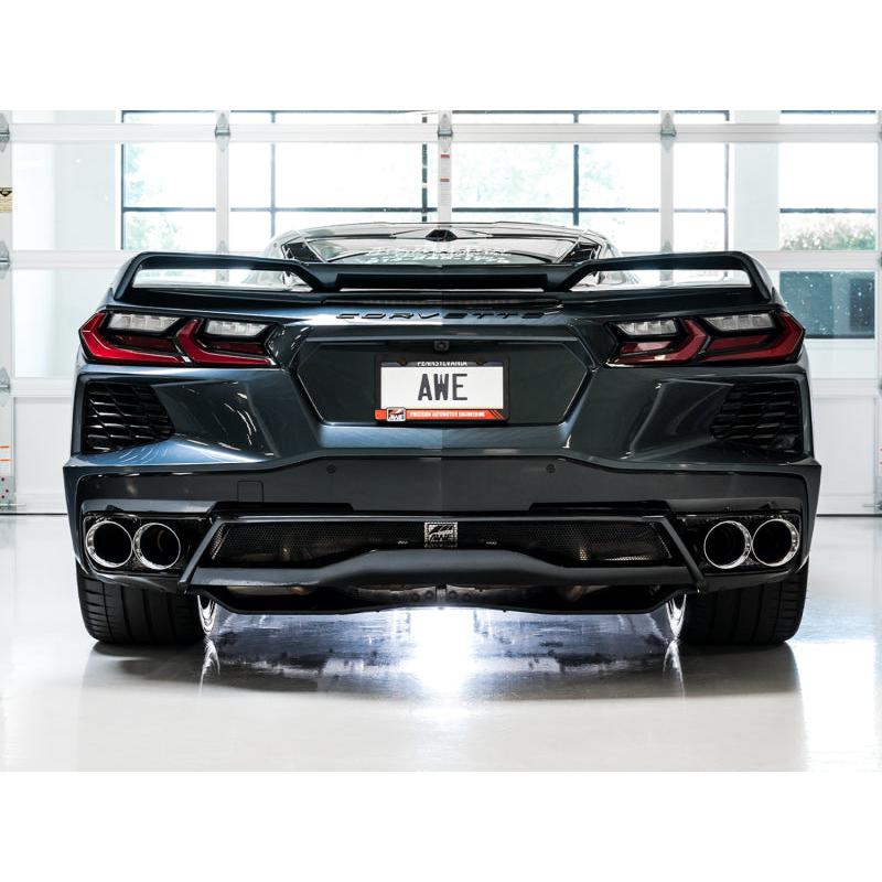 AWE Tuning 2020 Chevrolet Corvette (C8) Track Edition Exhaust - Quad Chrome Silver Tips