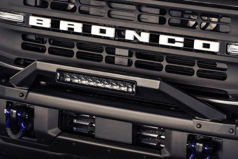 DV8 Offroad Ford Bronco Factory Modular Front Bumper Bull Bar with Low Profile Design and 13-Inch LED Light Mount