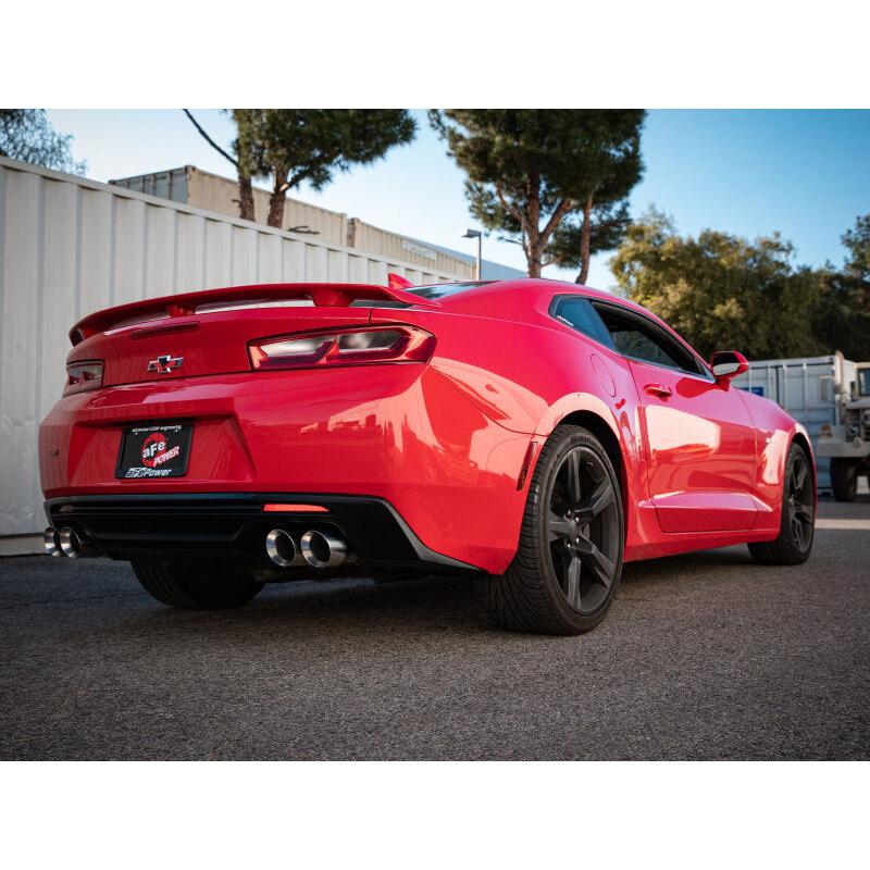 aFe POWER MACH Force-Xp 3in Axle-Back Exhaust 16-20 Chevy Camaro SS V8 6.2L w/o Mufflers - Polished