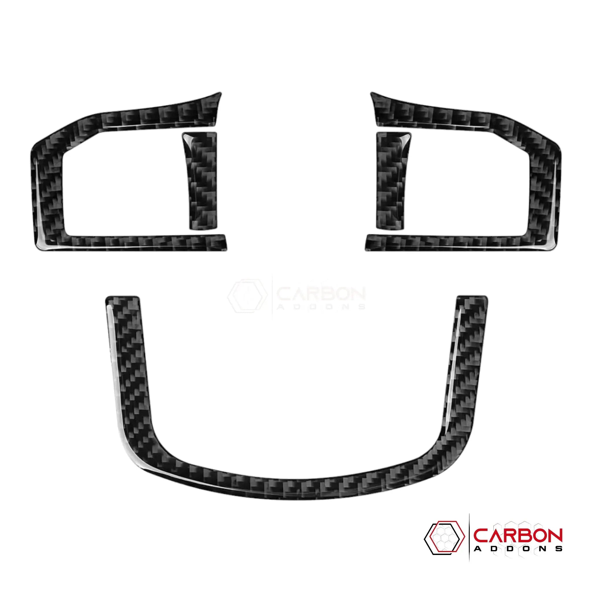 [5pcs] Real Carbon Fiber Steering Wheel Trim Overlay | 2015-2020 Ford F150 - carbonaddons Carbon Fiber Parts, Accessories, Upgrades, Mods
