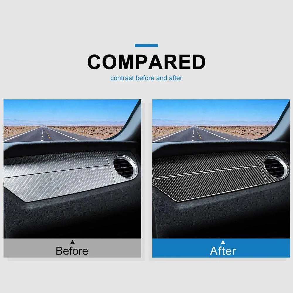 6 PCS Kit Full Dashboard Trim Carbon Fiber Interior Overlay For Ford Mustang 2010-2014 - carbonaddons Carbon Fiber Parts, Accessories, Upgrades, Mods