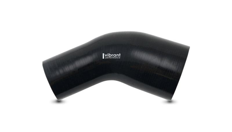 Vibrant 3.00in x 4.00in In/Out  45 Degree Black Silicone Transition Hose