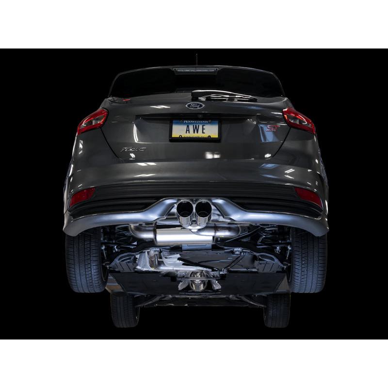 AWE Tuning Ford Focus ST Touring Edition Cat-back Exhaust - Resonated - Chrome Silver Tips