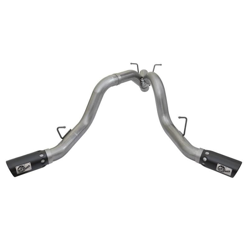 aFe LARGE BORE-HD 4in 409-SS DPF-Back Exhaust w/Dual Black Tips 2017 GM Duramax V8-6.6L (td) L5P