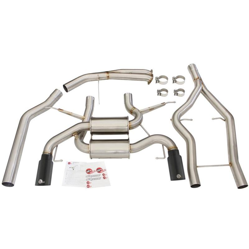 aFe MACHForce XP SS-304 Black Tip 3.0in-2.5in Dia Cat Back Exhaust 11-13 BMW 335i (E90/E92) 3.0L-SR1 Performance