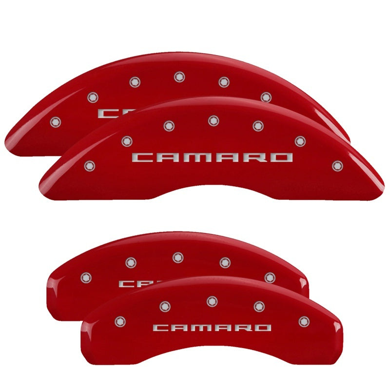 MGP 4 Caliper Covers Engraved Front & Rear Gen 5/Camaro Red finish silver-SR1 Performance