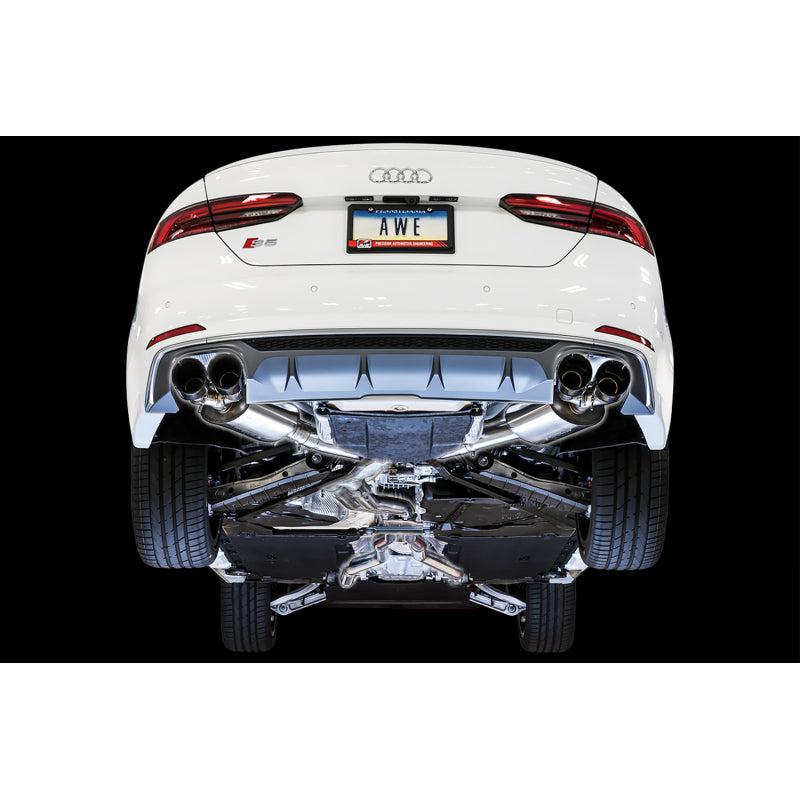 AWE Tuning Audi B9 S5 Sportback Touring Edition Exhaust - Non-Resonated (Black 102mm Tips)