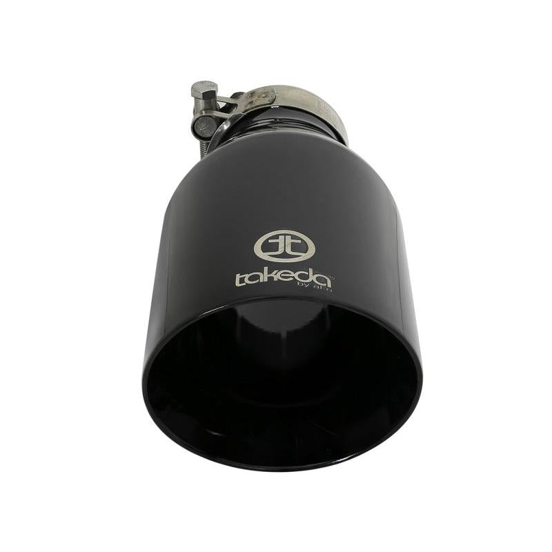 aFe Takeda 409 SS Clamp-On Exhaust Tip 2.5in. Inlet / 4.5in. Outlet / 9in. L - Black-SR1 Performance