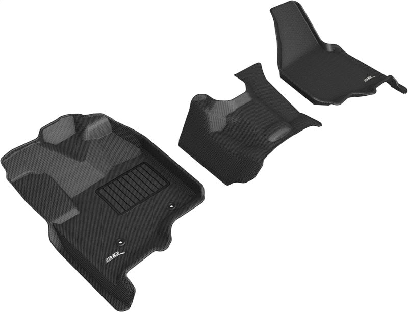 3D MAXpider 12-16 Ford F-250 350 450 Bench Seat No Floor Shift Kagu 1st Row Floormats - Black-SR1 Performance