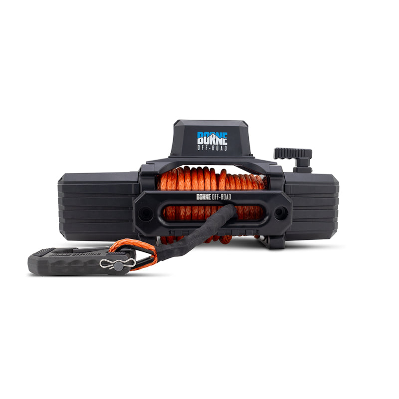 Borne Off-Road 10K Winch with Orange Synthetic Rope - Heavy-Duty Automotive Winch