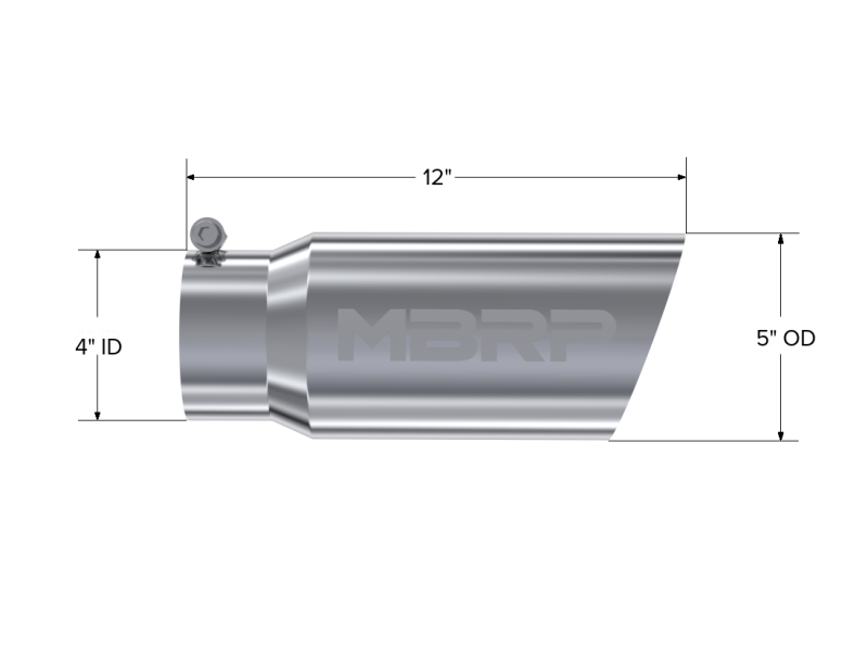 MBRP Universal Tip 5 O.D. Angled Single Walled 4 inlet 12 length-SR1 Performance