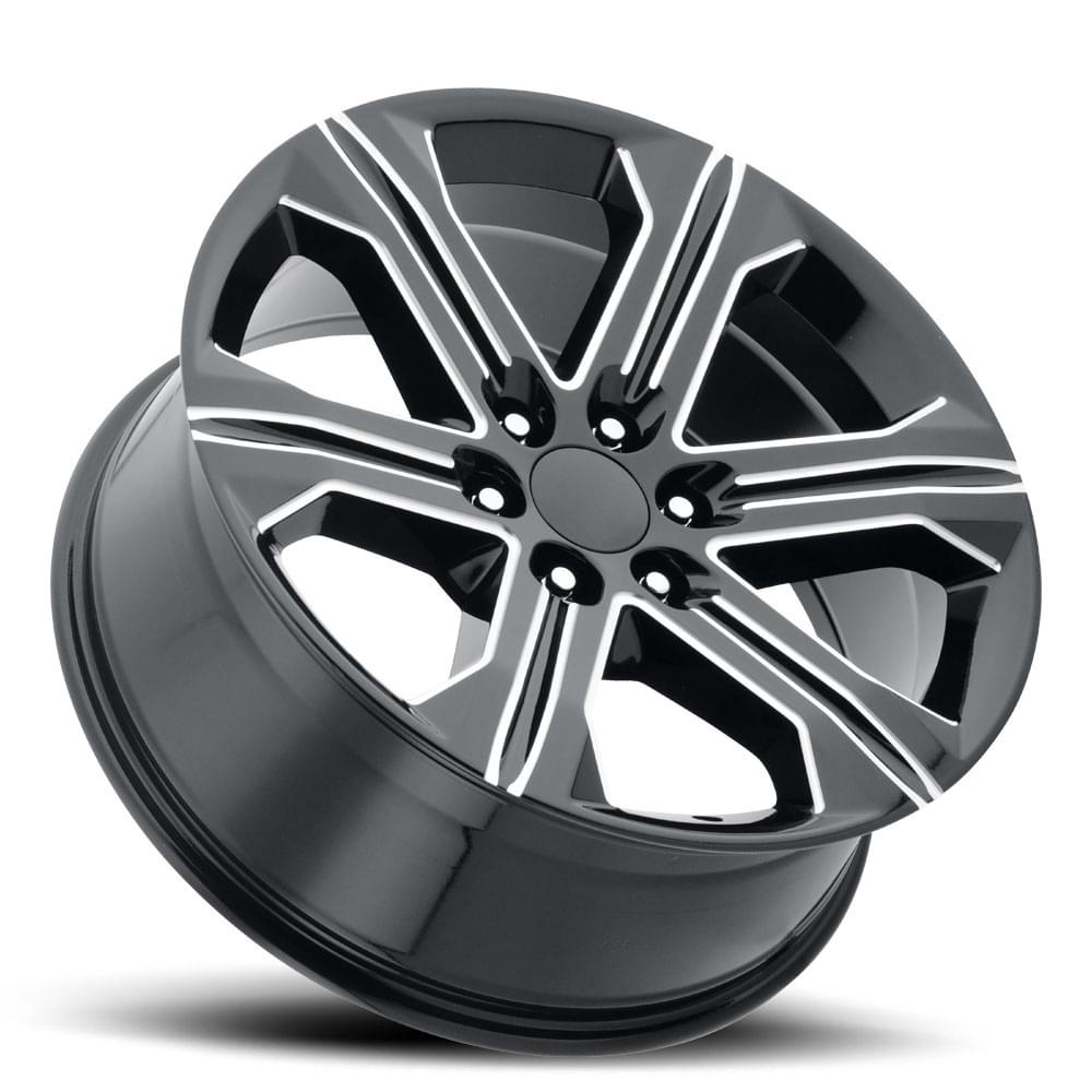 FR 47 – GMC SIERRA REPLICA WHEELS-Gloss Black Ball Milled 22x9 6x5.5 + 24 HB 78.1