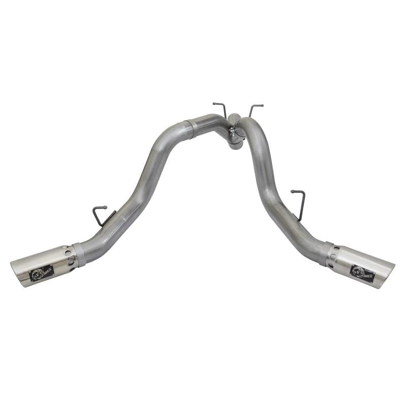 aFe Large Bore-HD 4in 409-SS DPF-Back Exhaust w/Dual Polished Tips 2017 GM Duramax V8-6.6L (td) L5P