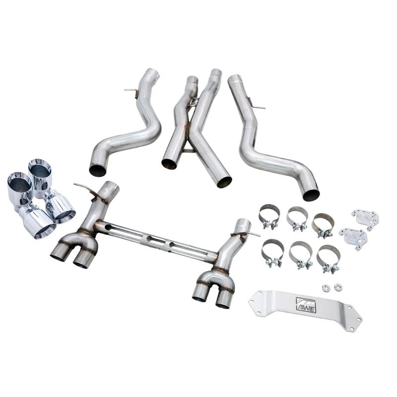 AWE Tuning BMW F8X M3/M4 Track Edition Catback Exhaust - Chrome Silver Tips