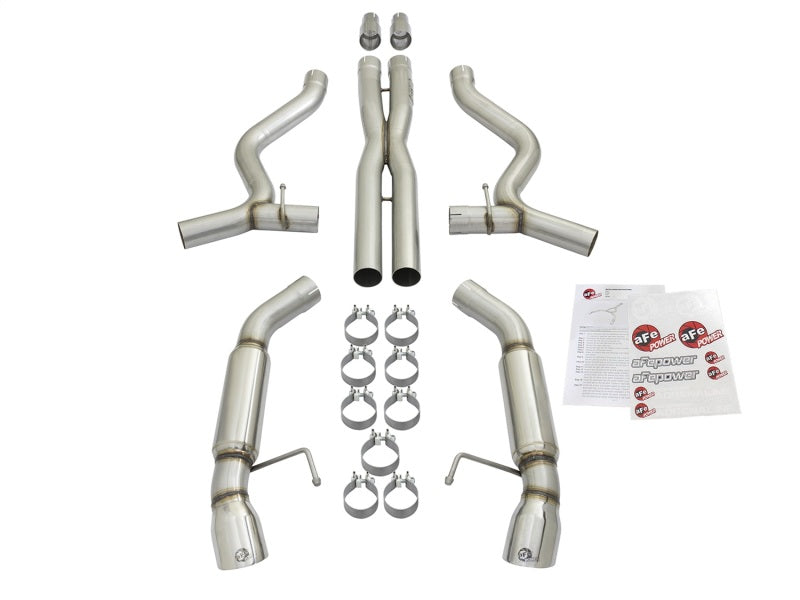 aFe MACHForce XP 3in Aggressive Toned Cat-Back Exhausts w/ Polished Tips 15-17 Ford Mustang V6/V8-SR1 Performance