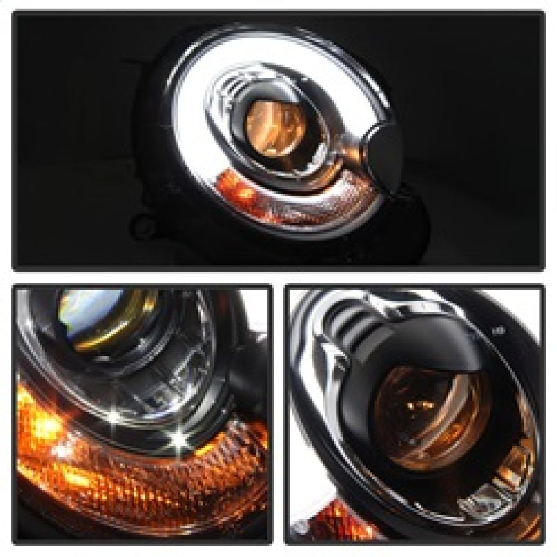 Spyder Mini Cooper 2007-2012 Projector Headlights Halogen Model Only - DRL Black PRO-YD-MC07-DRL-BK-SR1 Performance