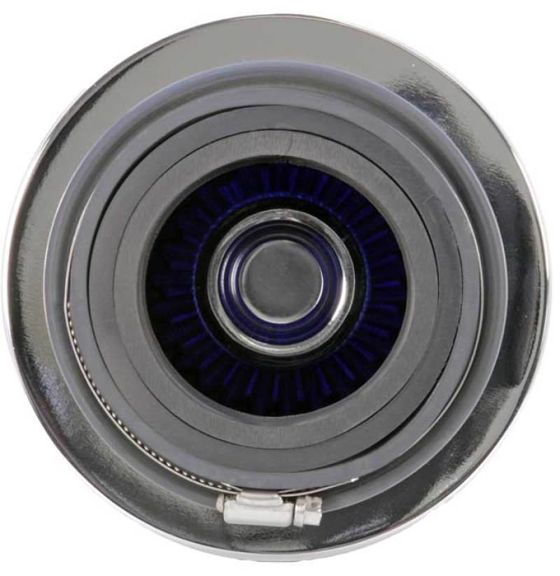 K&N Universal Air Filter Chrome Round Tapered Blue - 4in Flange ID x 1.125in Flange Length x 5.5in H-SR1 Performance