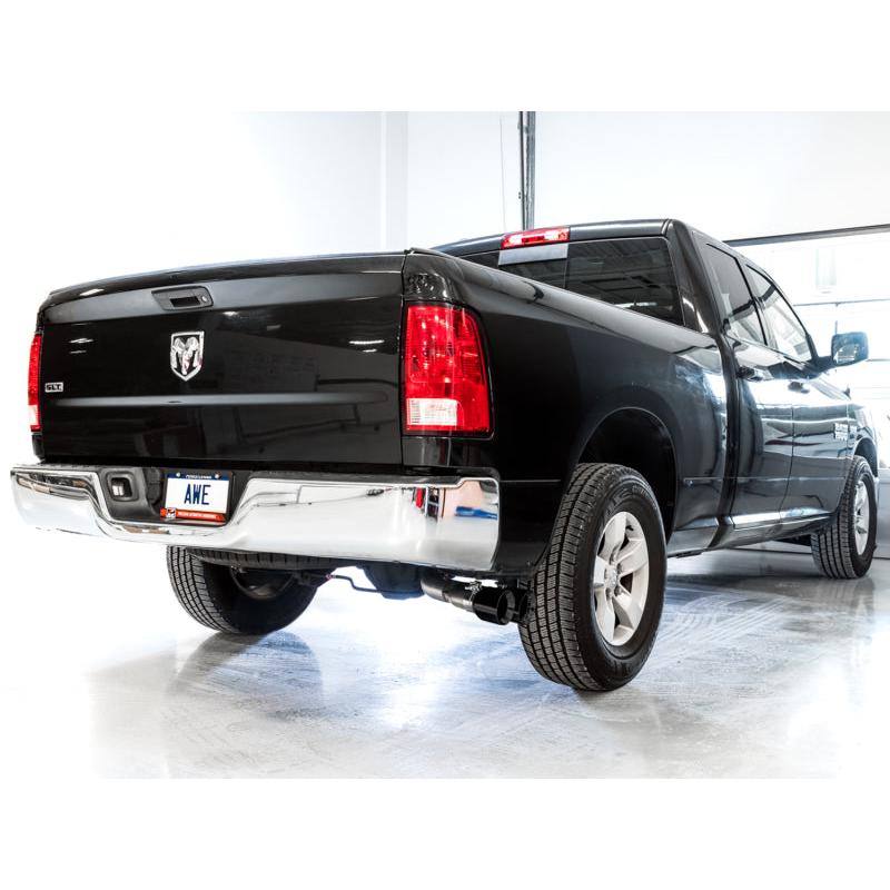 AWE Tuning 09-18 RAM 1500 5.7L (w/o Cutout) 0FG Single Side Exit Cat-Back Exhaust - Diamond Blk Tips