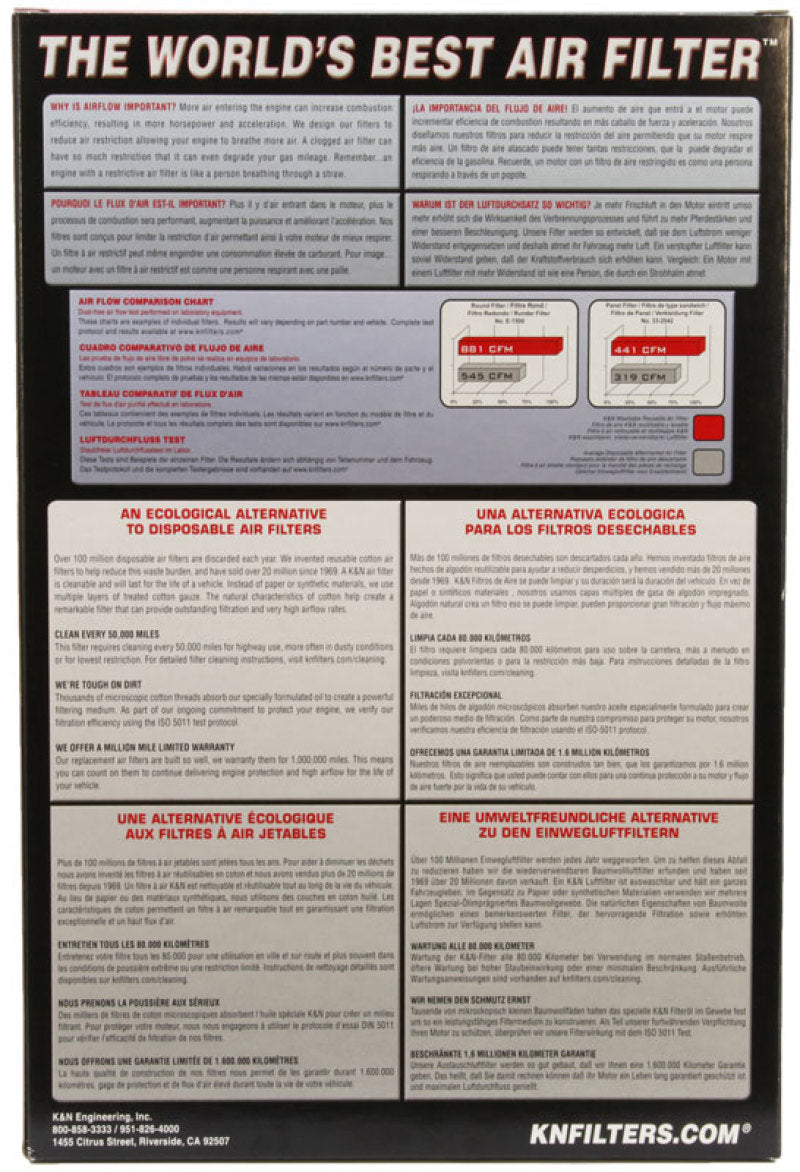 K&N 19-20 Jeep Renegade L4-1.3L Replacement Air Filter-SR1 Performance
