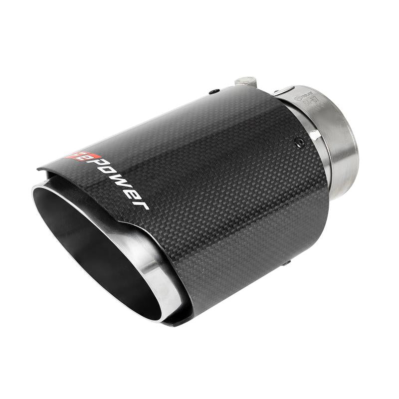 aFe MACH Force-Xp 409 SS Clamp-On Exhaust Tip 2.5in. Inlet / 4in. Outlet / 7in. L - Carbon-SR1 Performance