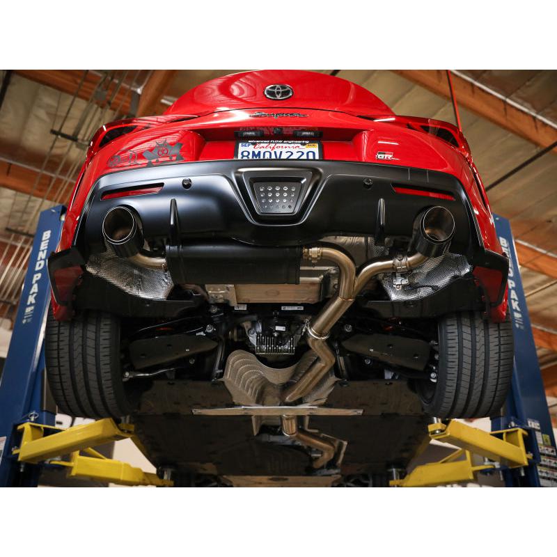 aFe POWER Takeda 2020 Toyota Supra L6-3.0L (t) 3in-2.5in 304 SS CB Exhaust Blue Flame Tips-SR1 Performance