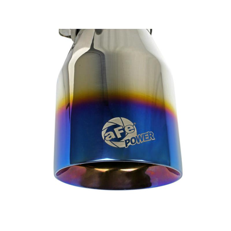 aFe Mach Force XP 304 Stainless Steel Clamp-On Exhaust Tip 2.5in Inlet / 4in Outlet - Blue Flame