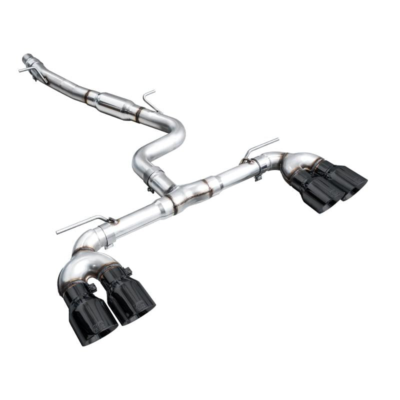 AWE MK8 Volkswagen Golf R 3in Track Edition Quad Exhaust - Diamond Black Tips-SR1 Performance