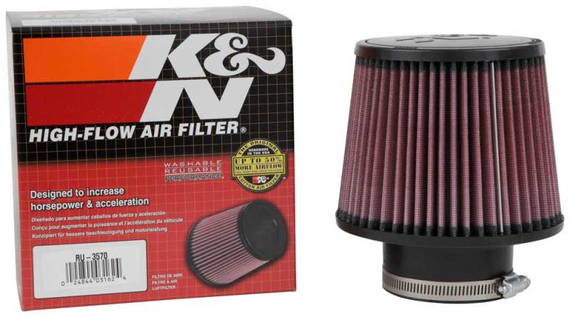 K&N Filter Universal Rubber Filter 3in Flange ID 6in Base OD 5.125in Top OD 5in Height-SR1 Performance